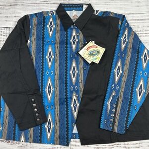 VTG NWT Cumberland Outfitters Metal Button Womens 2X Western Shirt Aztec Black